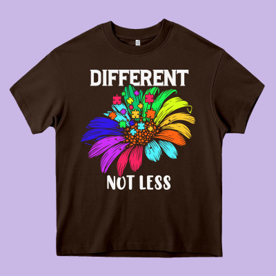 Different Not Less Daisy Autism Puzzle Heavy Core Tee Designed By Cowhidedigitalart
