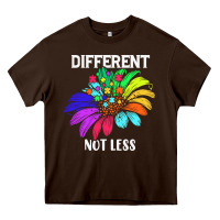 Chocolate Brown Different Not Less Daisy Autism Puzzle Heavy Core Tee - CowhideDigitalArt
