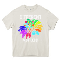 Cream Different Not Less Daisy Autism Puzzle Heavy Core Tee - CowhideDigitalArt