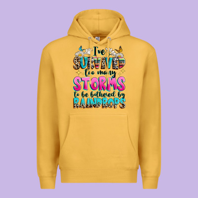 Ive Survived Too Many Storms To Be Bothered By Raindrops Premium Hoodie Designed By Texasbilliewilder