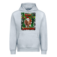 Heather Grey Western Merry Christmas Longhorn Cow Urban Hoodie - RanaPortraitStore