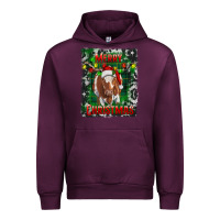 Mauve Wine Western Merry Christmas Longhorn Cow Urban Hoodie - RanaPortraitStore