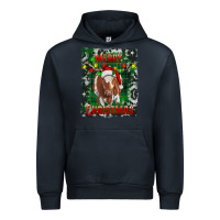 Navy Western Merry Christmas Longhorn Cow Urban Hoodie - RanaPortraitStore