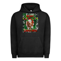 Pigment Black Western Merry Christmas Longhorn Cow Urban Hoodie - RanaPortraitStore