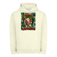 Pigment Pistachio Western Merry Christmas Longhorn Cow Urban Hoodie - RanaPortraitStore