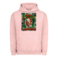 Pigment Salmon Western Merry Christmas Longhorn Cow Urban Hoodie - RanaPortraitStore