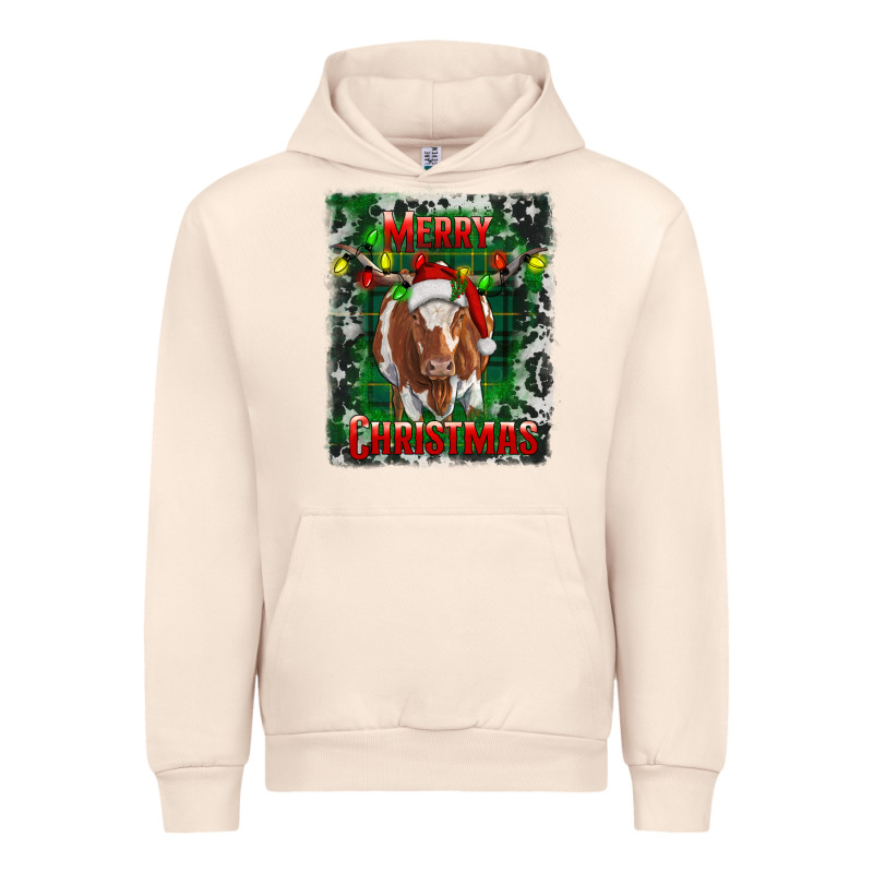 Western Merry Christmas Longhorn Cow Urban Hoodie by RanaPortraitStore | Teevron