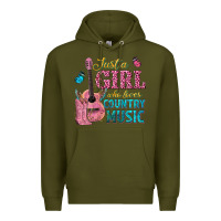 Army Green just a girl who loves country music Premium Hoodie - texasbilliewilder