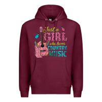 Burgundy just a girl who loves country music Premium Hoodie - texasbilliewilder