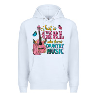 White just a girl who loves country music Premium Hoodie - texasbilliewilder