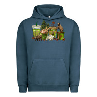 Pigment Midnight Navy bear coffee cups Urban Hoodie - texasbilliewilder