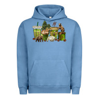 Pigment Pebble Blue bear coffee cups Urban Hoodie - texasbilliewilder