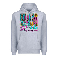 Heather Grey lash tech mode all day every day Premium Hoodie - texasbilliewilder