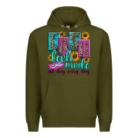 Army Green lash tech mode all day every day Premium Hoodie - texasbilliewilder