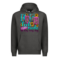 Charcoal Heather lash tech mode all day every day Premium Hoodie - texasbilliewilder