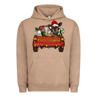 Pigment Burro Merry Christmas Truck Farm Animals Urban Hoodie - RanaPortraitStore
