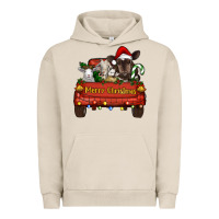 Pigment French Oak Merry Christmas Truck Farm Animals Urban Hoodie - RanaPortraitStore