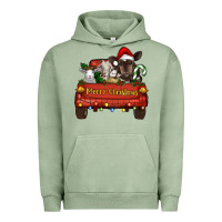 Pigment Oil Green Merry Christmas Truck Farm Animals Urban Hoodie - RanaPortraitStore