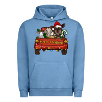 Pigment Pebble Blue Merry Christmas Truck Farm Animals Urban Hoodie - RanaPortraitStore