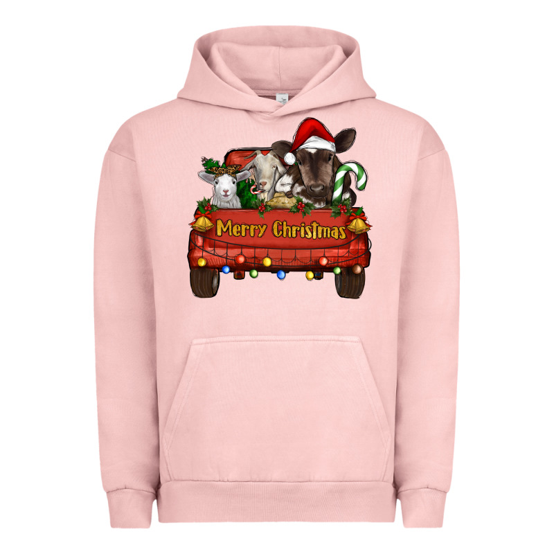 Merry Christmas Truck Farm Animals Urban Hoodie by RanaPortraitStore | Teevron
