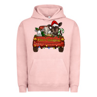 Pigment Salmon Merry Christmas Truck Farm Animals Urban Hoodie - RanaPortraitStore