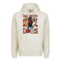 Oatmeal Heather less people more dogs Premium Hoodie - texasbilliewilder
