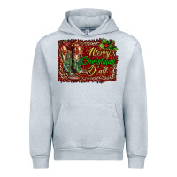 Heather Grey Merry Christmas Y'all Boots Urban Hoodie - RanaPortraitStore
