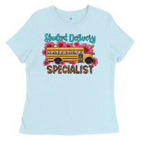 Baby Blue student delivery specialist school bus Ladies Tee - Artiststas