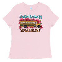 Bubblegum Pink student delivery specialist school bus Ladies Tee - Artiststas