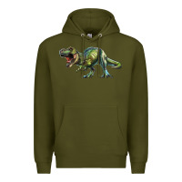 Army Green t rex dinosaur Premium Hoodie - RanaPortraitStore