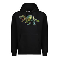 Black t rex dinosaur Premium Hoodie - RanaPortraitStore