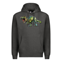 Charcoal Heather t rex dinosaur Premium Hoodie - RanaPortraitStore