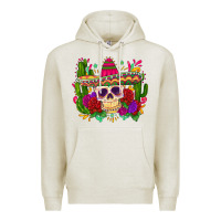 Oatmeal Heather mexican skull Premium Hoodie - Zillion Design Studio