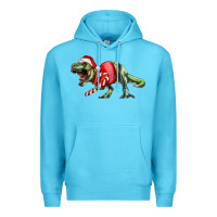 Ocean Blue t rex christmas Premium Hoodie - RanaPortraitStore
