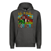 Charcoal Heather life is better in the country western Premium Hoodie - texasbilliewilder