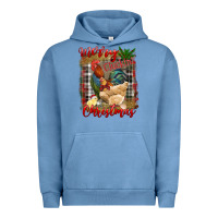 Pigment Pebble Blue Merry Cluckin' Christmas Urban Hoodie - RanaPortraitStore