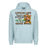 Blue Mist living life somewhere between jesus take the wheel Premium Hoodie - texasbilliewilder