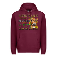 Burgundy living life somewhere between jesus take the wheel Premium Hoodie - texasbilliewilder