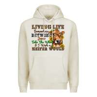 Oatmeal Heather living life somewhere between jesus take the wheel Premium Hoodie - texasbilliewilder