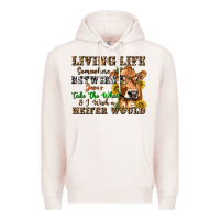 Pale Pink living life somewhere between jesus take the wheel Premium Hoodie - texasbilliewilder