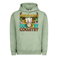 Pigment Oil Green born and raised country western Urban Hoodie - texasbilliewilder