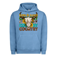 Pigment Pebble Blue born and raised country western Urban Hoodie - texasbilliewilder