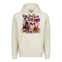 Oatmeal Heather dia de los muertos Premium Hoodie - Zillion Design Studio