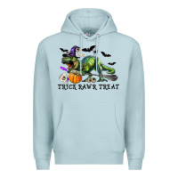 Blue Mist T-Rex Trick Rawr Treat Premium Hoodie - RanaPortraitStore