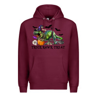 Burgundy T-Rex Trick Rawr Treat Premium Hoodie - RanaPortraitStore