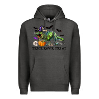 Charcoal Heather T-Rex Trick Rawr Treat Premium Hoodie - RanaPortraitStore