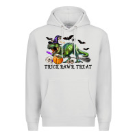 Dove Grey T-Rex Trick Rawr Treat Premium Hoodie - RanaPortraitStore