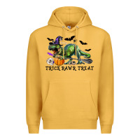 Mustard T-Rex Trick Rawr Treat Premium Hoodie - RanaPortraitStore