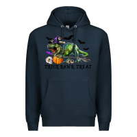 Navy T-Rex Trick Rawr Treat Premium Hoodie - RanaPortraitStore