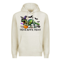 Oatmeal Heather T-Rex Trick Rawr Treat Premium Hoodie - RanaPortraitStore
